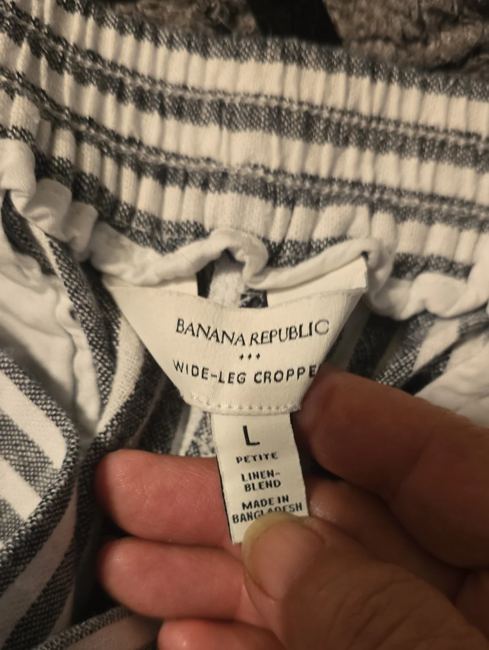 Peitite Womens Line Banana Republic Navy &White Striped Wide-Leg Cropped Pants